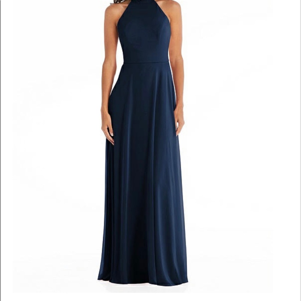 High Neck Halter Backless Maxi Dress in Midnight